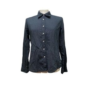 Lord & Taylor Petite Print Button-Up Shirt Women’s Large Cotton Blouse